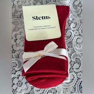 Stem Vibrant Red & Grey Cashmere Socks